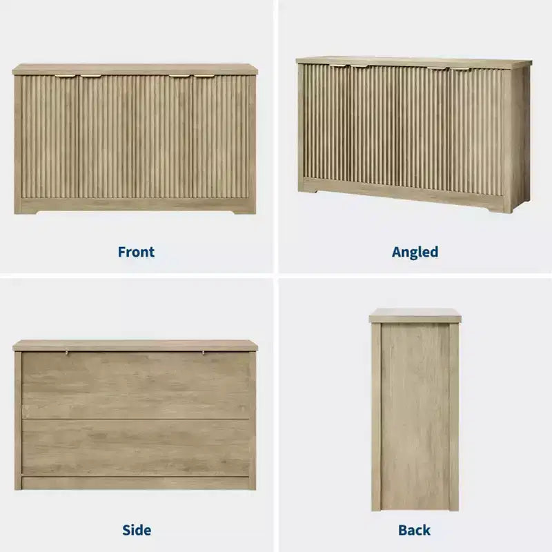 Aparador buffet estriado con almacenamiento, 2/4 puertas y estante ajustable, mesa consola moderna de madera para café
