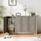 Aparador buffet estriado con almacenamiento, 2/4 puertas y estante ajustable, mesa consola moderna de madera para café