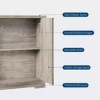 Aparador buffet estriado con almacenamiento, 2/4 puertas y estante ajustable, mesa consola moderna de madera para café