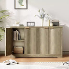 Aparador buffet estriado con almacenamiento, 2/4 puertas y estante ajustable, mesa consola moderna de madera para café