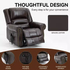 Sillón reclinable elevador eléctrico CLIHOME con calor, masaje, doble motor y posición infinita, piel genuina, mecanismo de movimiento de alta resistencia con puertos USB