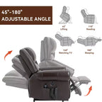 Sillón reclinable elevador eléctrico CLIHOME con calor, masaje, doble motor y posición infinita, piel genuina, mecanismo de movimiento de alta resistencia con puertos USB