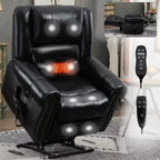 Sillón reclinable elevador eléctrico CLIHOME con calor, masaje, doble motor y posición infinita, piel genuina, mecanismo de movimiento de alta resistencia con puertos USB
