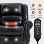 Sillón reclinable elevador eléctrico CLIHOME con calor, masaje, doble motor y posición infinita, piel genuina, mecanismo de movimiento de alta resistencia con puertos USB