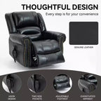 Sillón reclinable elevador eléctrico CLIHOME con calor, masaje, doble motor y posición infinita, piel genuina, mecanismo de movimiento de alta resistencia con puertos USB