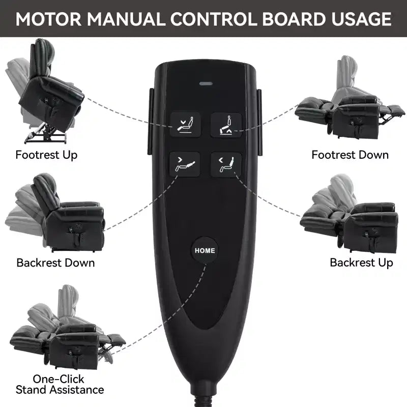 Sillón reclinable elevador eléctrico CLIHOME con calor, masaje, doble motor y posición infinita, piel genuina, mecanismo de movimiento de alta resistencia con puertos USB