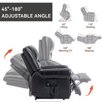 Sillón reclinable elevador eléctrico CLIHOME con calor, masaje, doble motor y posición infinita, piel genuina, mecanismo de movimiento de alta resistencia con puertos USB