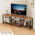 GustoWave Corner TV Stand for 75 Inch TV, TV Media Console Table with 3-Tier Open Storage Shelves & Power Outlet