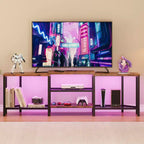 GustoWave Corner TV Stand for 75 Inch TV, TV Media Console Table with 3-Tier Open Storage Shelves & Power Outlet