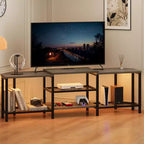 GustoWave Corner TV Stand for 75 Inch TV, TV Media Console Table with 3-Tier Open Storage Shelves & Power Outlet