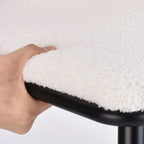 PexFix 2 sillas de comedor, sillas de cocina modernas de mediados de siglo con respaldo de ratán y estructura de metal, sillas decorativas tapizadas de Boucle, blancas