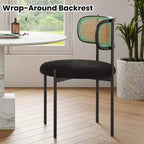 PexFix Sillas de Comedor Tapizadas Modernas 2 Piezas Sillas de Comedor con Respaldo de Ratán Sillas Auxiliares de Cocina con Patas Metálicas Negras