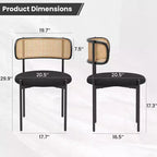PexFix Sillas de Comedor Tapizadas Modernas 2 Piezas Sillas de Comedor con Respaldo de Ratán Sillas Auxiliares de Cocina con Patas Metálicas Negras