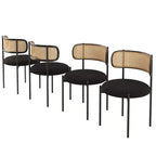 PexFix Sillas de Comedor Tapizadas Modernas 2 Piezas Sillas de Comedor con Respaldo de Ratán Sillas Auxiliares de Cocina con Patas Metálicas Negras