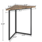 Estantería de esquina VECELO, estantes triangulares, mesa auxiliar/de centro con estructura de metal para sala de estar, espacios pequeños, marrón/gris