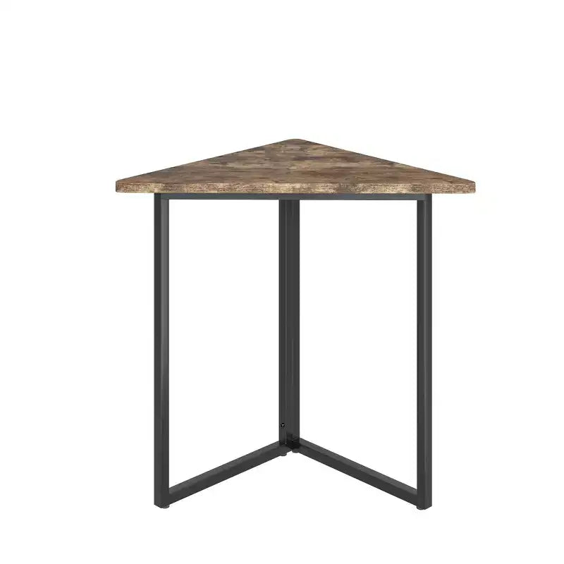 Estantería de esquina VECELO, estantes triangulares, mesa auxiliar/de centro con estructura de metal para sala de estar, espacios pequeños, marrón/gris
