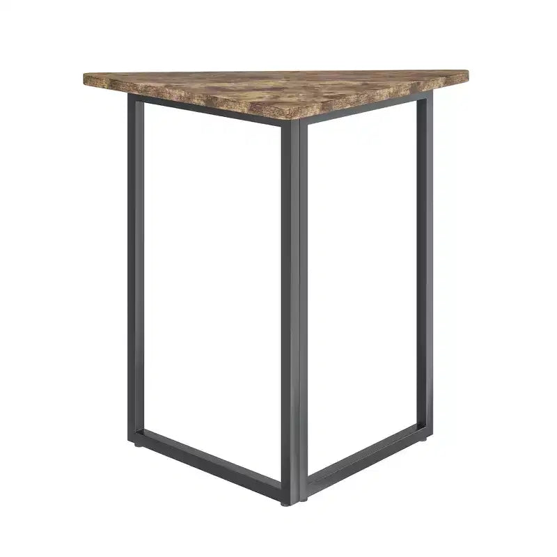 Estantería de esquina VECELO, estantes triangulares, mesa auxiliar/de centro con estructura de metal para sala de estar, espacios pequeños, marrón/gris