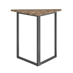 Estantería de esquina VECELO, estantes triangulares, mesa auxiliar/de centro con estructura de metal para sala de estar, espacios pequeños, marrón/gris