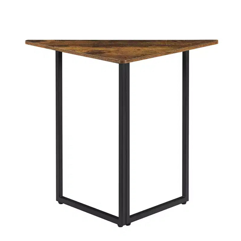 Estantería de esquina VECELO, estantes triangulares, mesa auxiliar/de centro con estructura de metal para sala de estar, espacios pequeños, marrón/gris