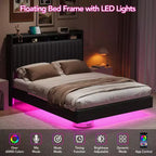 Base de cama flotante GustoWave, con luces LED y estación de carga