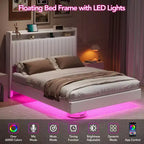 Base de cama flotante GustoWave, con luces LED y estación de carga