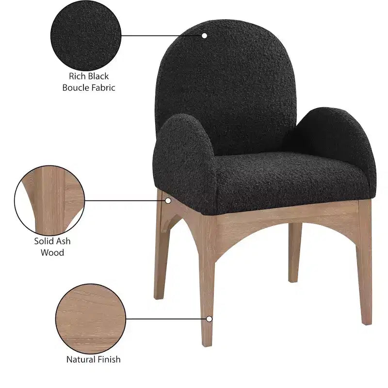 Meridian Furniture, Silla de comedor Waldorf de tela bouclé