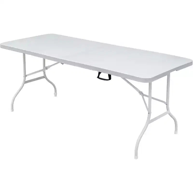 Mesa Plegable de Plástico, Mesa Plegable Portátil por la Mitad con Patas de Hierro, Asa de Transporte, Mesa Rectangular Plegable para Exteriores para Cenar, Picnic, Fiesta
