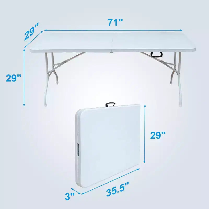 Mesa Plegable de Plástico, Mesa Plegable Portátil por la Mitad con Patas de Hierro, Asa de Transporte, Mesa Rectangular Plegable para Exteriores para Cenar, Picnic, Fiesta