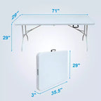 Mesa Plegable de Plástico, Mesa Plegable Portátil por la Mitad con Patas de Hierro, Asa de Transporte, Mesa Rectangular Plegable para Exteriores para Cenar, Picnic, Fiesta