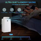 Acekool 14000 BTU Portable Air Conditioner, 3-in-1 Quiet AC with Dehumidifier & Fan, Remote, Timer, Cools Up to 750 Sq.Ft, Easy Install, Mobility