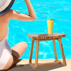 Sunnydaze banco de ducha de teca maciza de 19 pulgadas con diseño ergonómico curvo