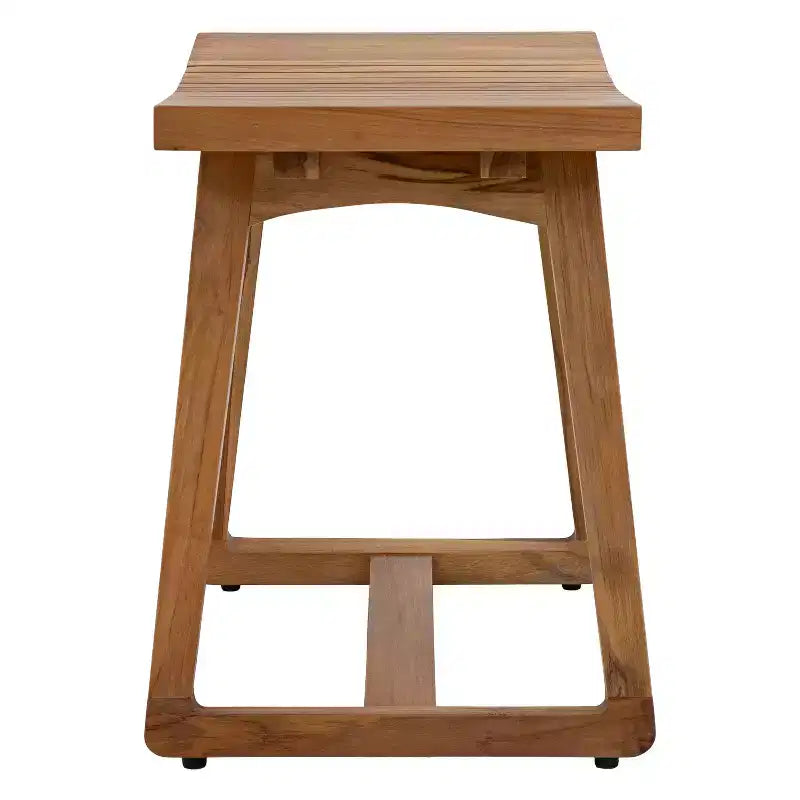 Sunnydaze banco de ducha de teca maciza de 19 pulgadas con diseño ergonómico curvo