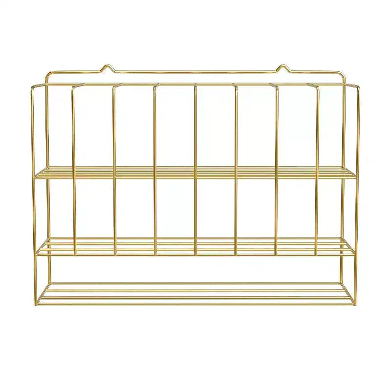 Estante organizador de tintes para el cabello, soporte de pared de metal de 2 niveles para exhibición de salones, para tubos de tinte para el cabello, plateado