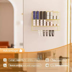 Estante organizador de tintes para el cabello, soporte de pared de metal de 2 niveles para exhibición de salones, para tubos de tinte para el cabello, plateado