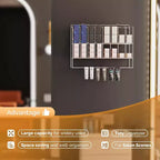 Estante organizador de tintes para el cabello, soporte de pared de metal de 2 niveles para exhibición de salones, para tubos de tinte para el cabello, plateado