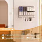 Estante organizador de tintes para el cabello, soporte de pared de metal de 2 niveles para exhibición de salones, para tubos de tinte para el cabello, plateado