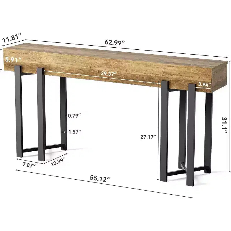 Mesa Consola Lantine 63 para Recibidor, Mesa Industrial Detrás del Sofá, Mesa Sofá Minimalista para Sala de Estar, Pasillo