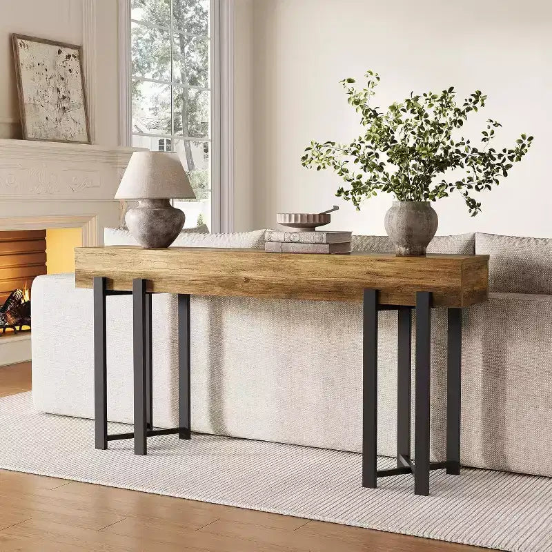Mesa Consola Lantine 63 para Recibidor, Mesa Industrial Detrás del Sofá, Mesa Sofá Minimalista para Sala de Estar, Pasillo