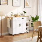 Carros de isla de cocina con ruedas, con encimera de madera, carrito rodante con cajón de almacenamiento, armario de 2 puertas, ala plegable, estación de trabajo móvil para cocina, bar, negro