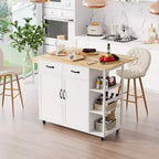 Carros de isla de cocina con ruedas, con encimera de madera, carrito rodante con cajón de almacenamiento, armario de 2 puertas, ala plegable, estación de trabajo móvil para cocina, bar, negro