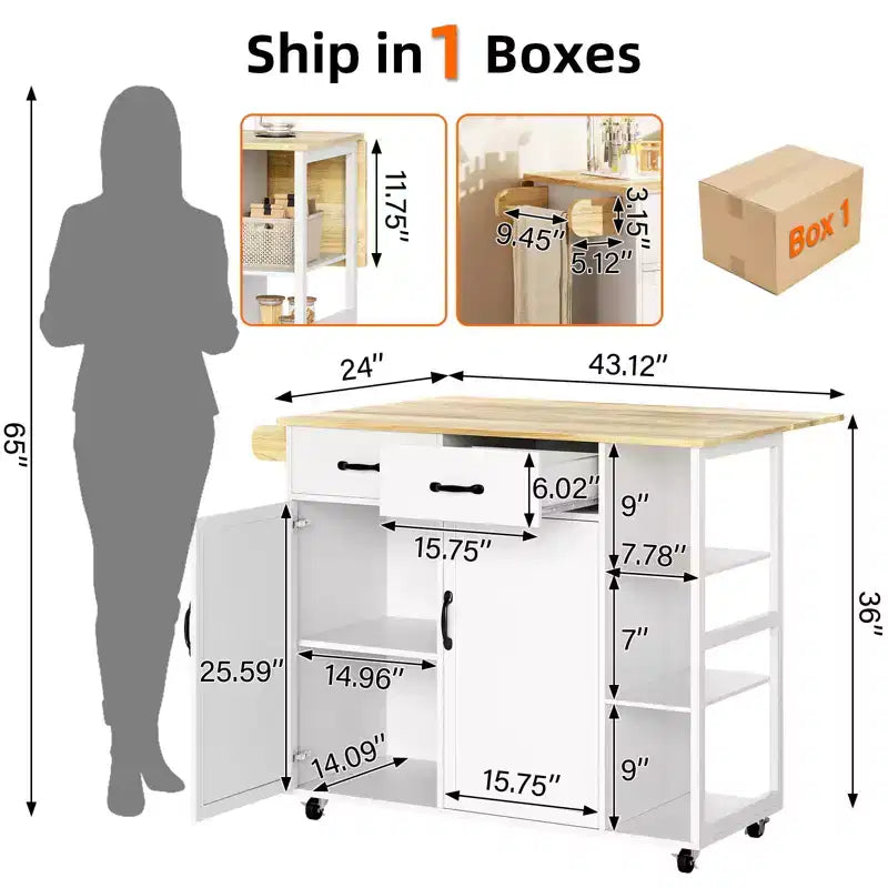 Carros de isla de cocina con ruedas, con encimera de madera, carrito rodante con cajón de almacenamiento, armario de 2 puertas, ala plegable, estación de trabajo móvil para cocina, bar, negro