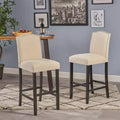 Christopher Knight Home Leona Upholstered Bar Stools with Nailhead Trim and Arched Back (Set of 2)