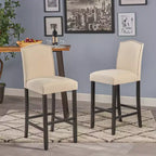 Christopher Knight Home Leona Upholstered Bar Stools with Nailhead Trim and Arched Back (Set of 2)