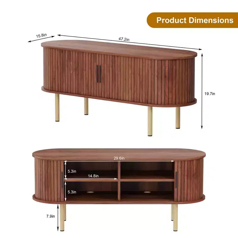 Mueble para TV, Mesa consola de TV moderna con compartimento de almacenamiento y puerta corredera, Centro de entretenimiento para juegos con gabinete para sala de estar, dormitorio