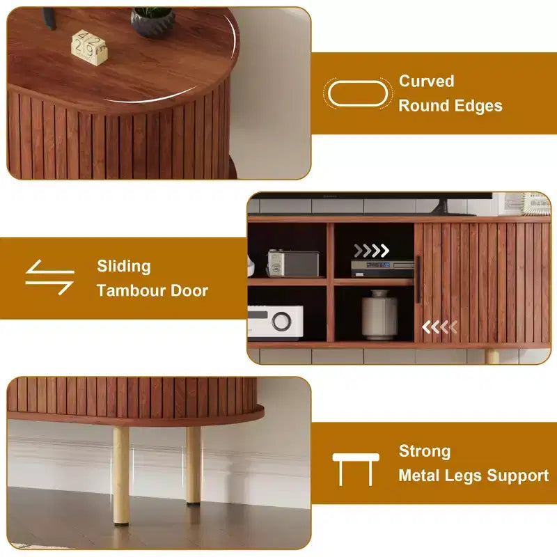 Mueble para TV, Mesa consola de TV moderna con compartimento de almacenamiento y puerta corredera, Centro de entretenimiento para juegos con gabinete para sala de estar, dormitorio