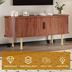 Mueble para TV, Mesa consola de TV moderna con compartimento de almacenamiento y puerta corredera, Centro de entretenimiento para juegos con gabinete para sala de estar, dormitorio