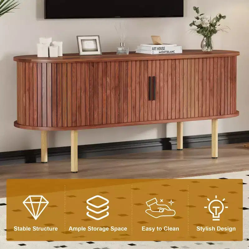 Mueble para TV, Mesa consola de TV moderna con compartimento de almacenamiento y puerta corredera, Centro de entretenimiento para juegos con gabinete para sala de estar, dormitorio