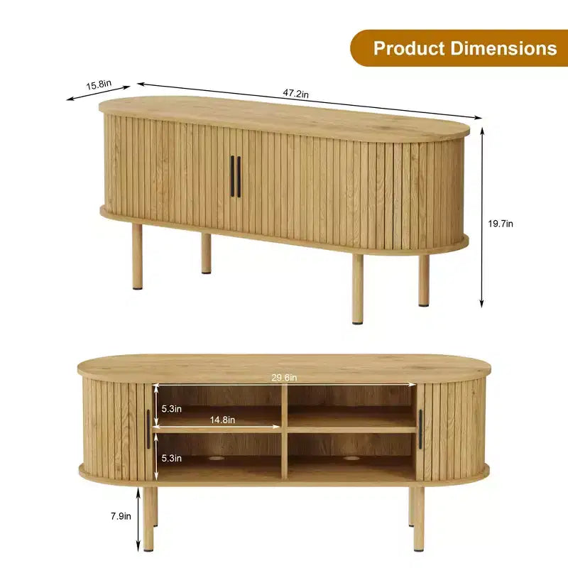 Mueble para TV, Mesa consola de TV moderna con compartimento de almacenamiento y puerta corredera, Centro de entretenimiento para juegos con gabinete para sala de estar, dormitorio