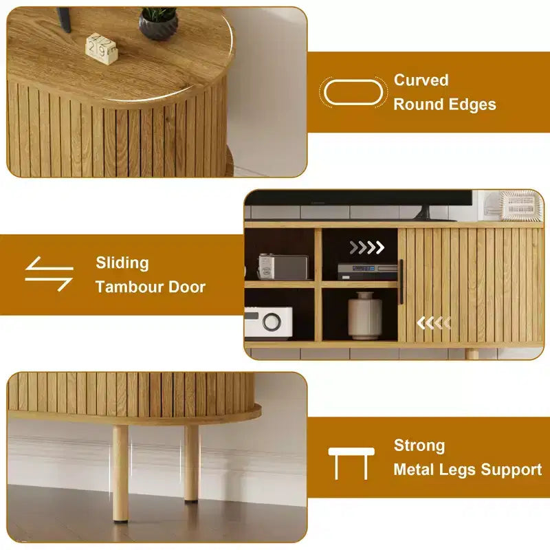 Mueble para TV, Mesa consola de TV moderna con compartimento de almacenamiento y puerta corredera, Centro de entretenimiento para juegos con gabinete para sala de estar, dormitorio