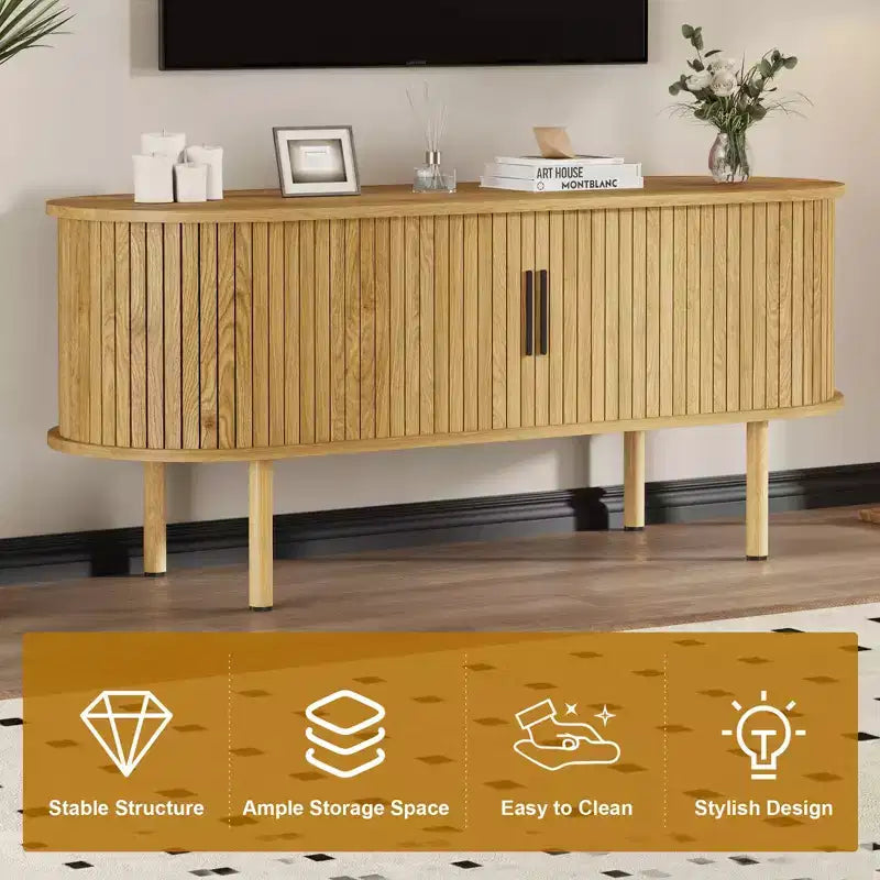 Mueble para TV, Mesa consola de TV moderna con compartimento de almacenamiento y puerta corredera, Centro de entretenimiento para juegos con gabinete para sala de estar, dormitorio